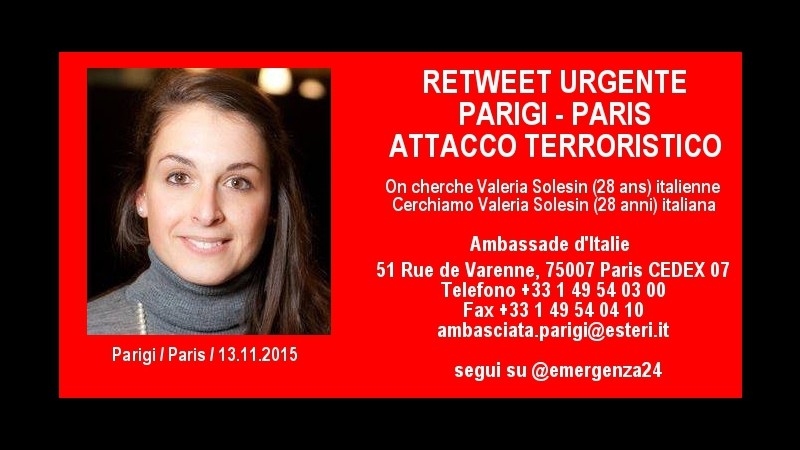 Valeria Solesin, 28 anni Era al Bataclan di Parigi. L’appello corre sui social