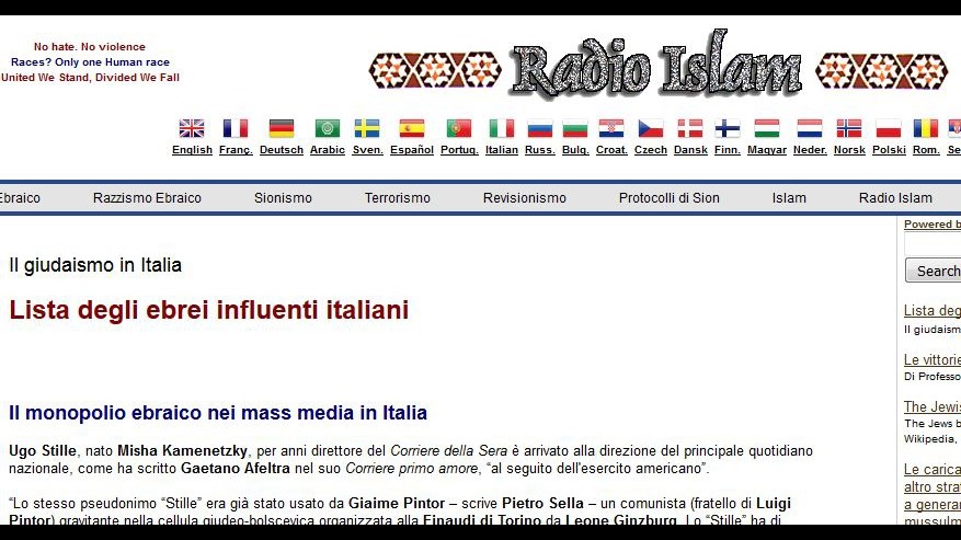 Black list ebrei influenti sul sito ‘Radio Islam’, procura di Roma apre inchiesta