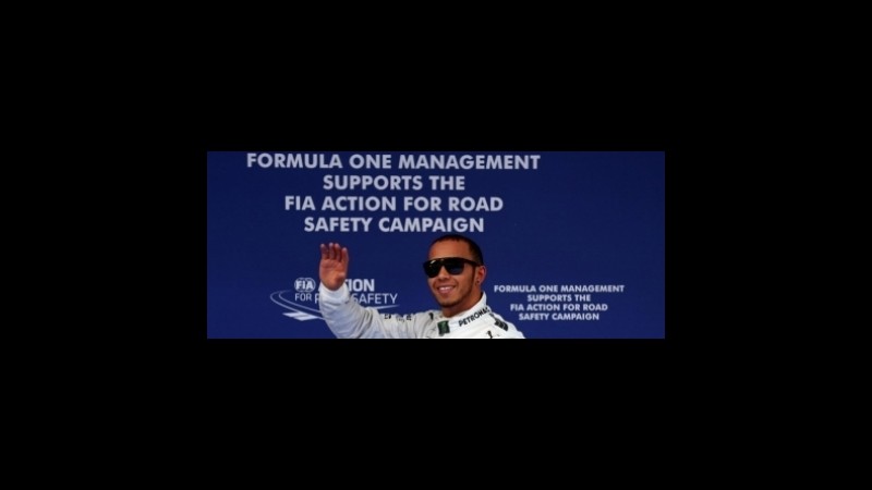 F1, Gp Cina: Hamilton in pole, il successo a 3,25