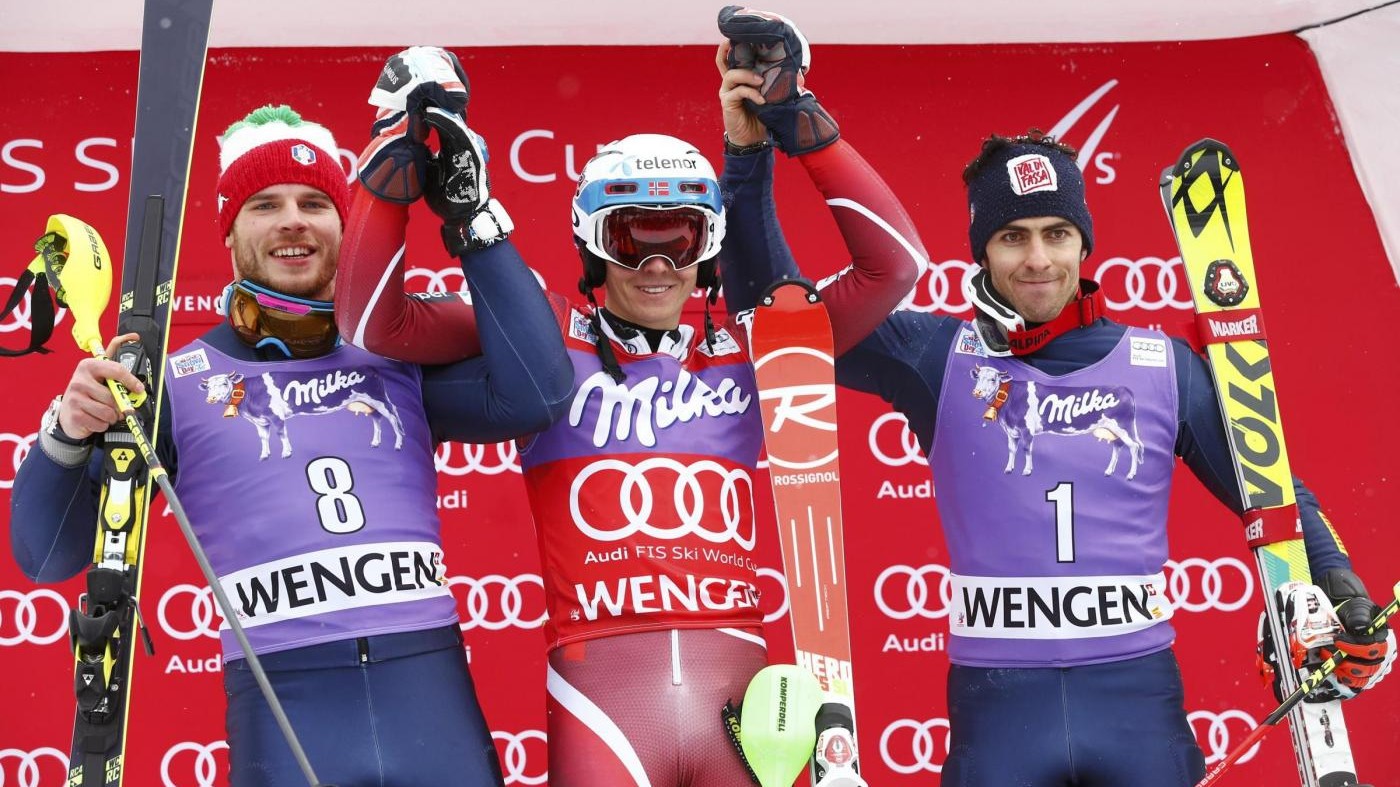 Sci, slalom Wengen a Kristtofersen. 2° Razzoli e 3° Gross