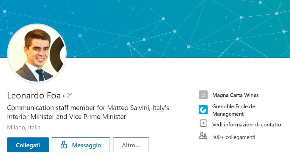Leonardo, figlio di Marcello Foa, lavora nello staff di Salvini