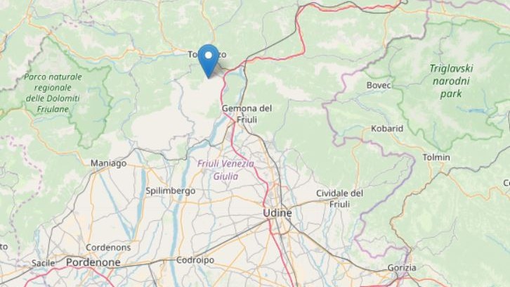 Udine, scossa di terremoto 3.9 di magnitudo a 5 chilometri da Cavazzo Carnico