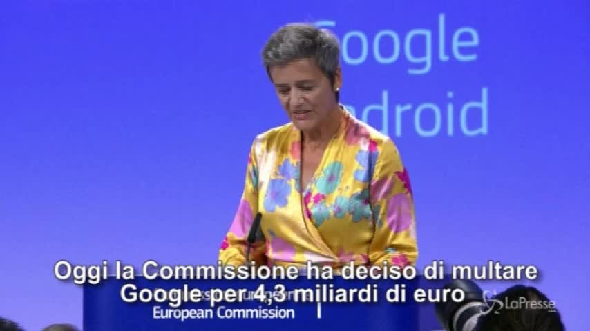Maxi multa per Google, l’annuncio della commissaria Vestager