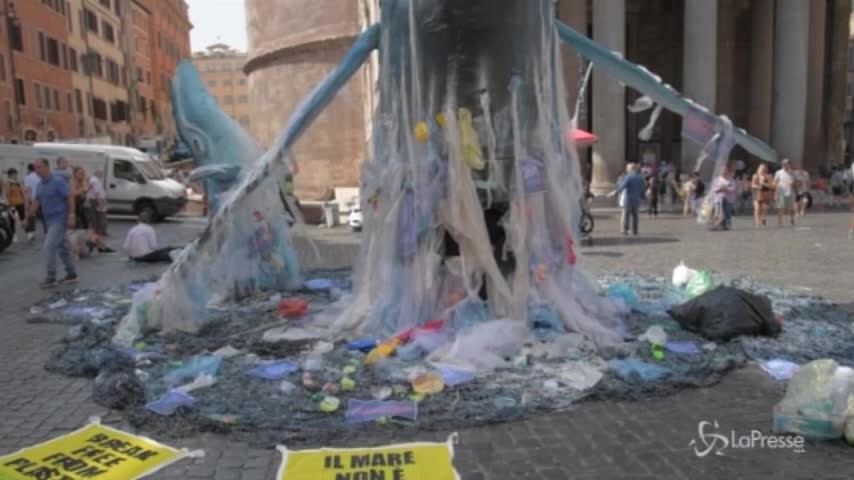 Roma, spuntano due balene davanti al Pantheon