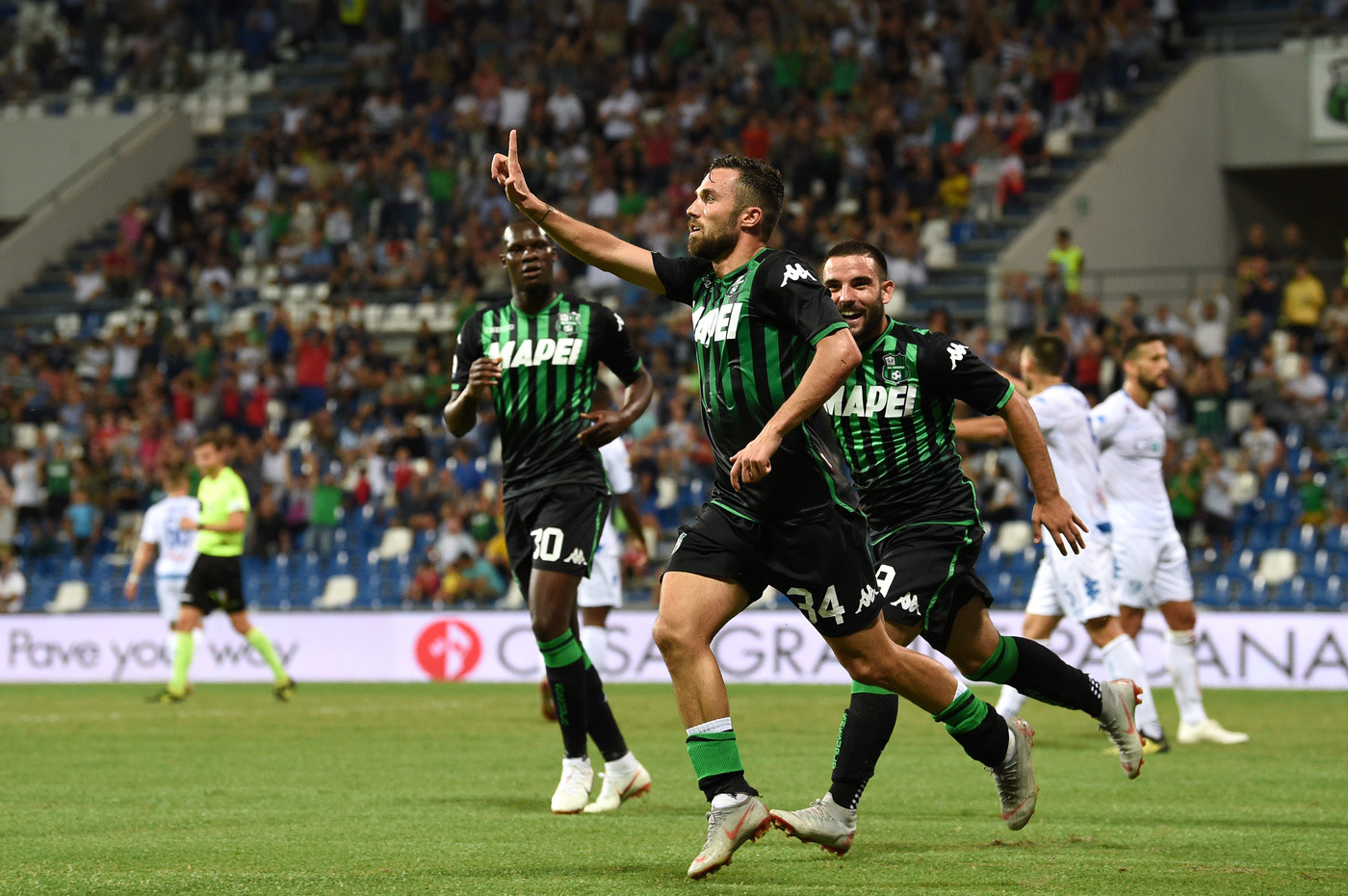 Serie A: Caputo illude Empoli dopo 18″, Sassuolo rimonta, vince ed è secondo