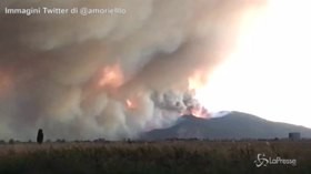 Incendio nel Pisano: il fumo sul monte Serra