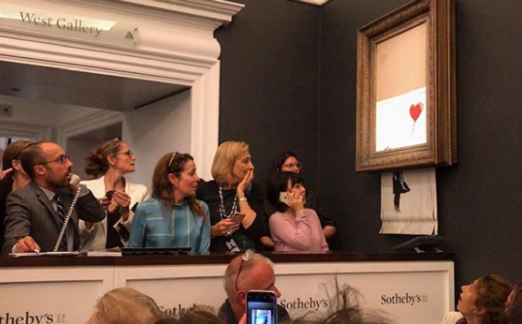 Opera di Banksy si autodistrugge dopo vendita all’asta per 1 milione di sterline