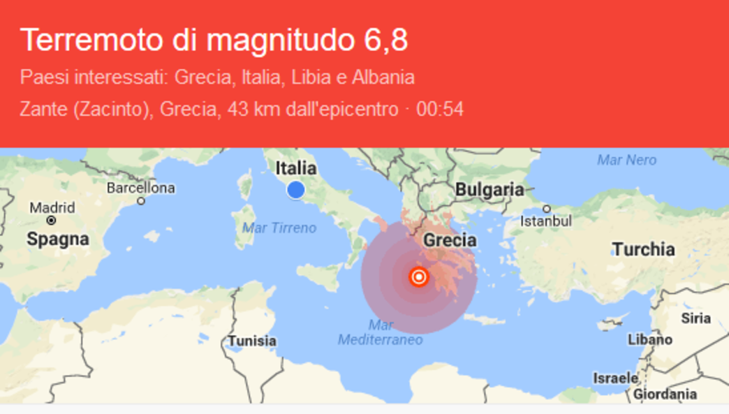 Grecia, terremoto 6.8: paura anche in Italia per allerta tsunami