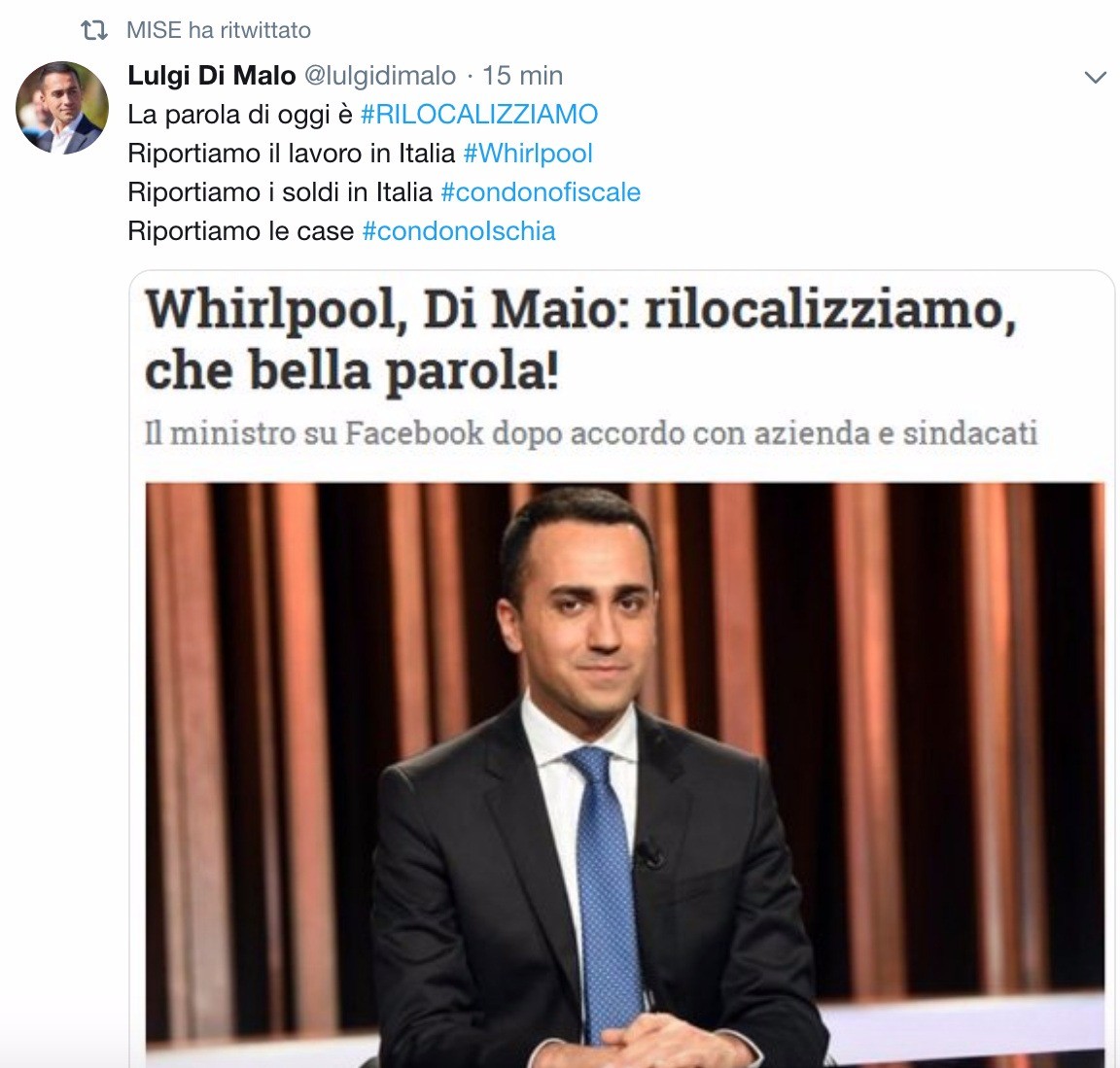 L’epic fail del Mise: ritwitta il fake di Luigi Di Maio