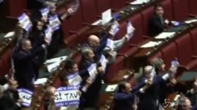 Forza Italia protesta alla Camera, urla e cartelli: “Dateci la Tav”