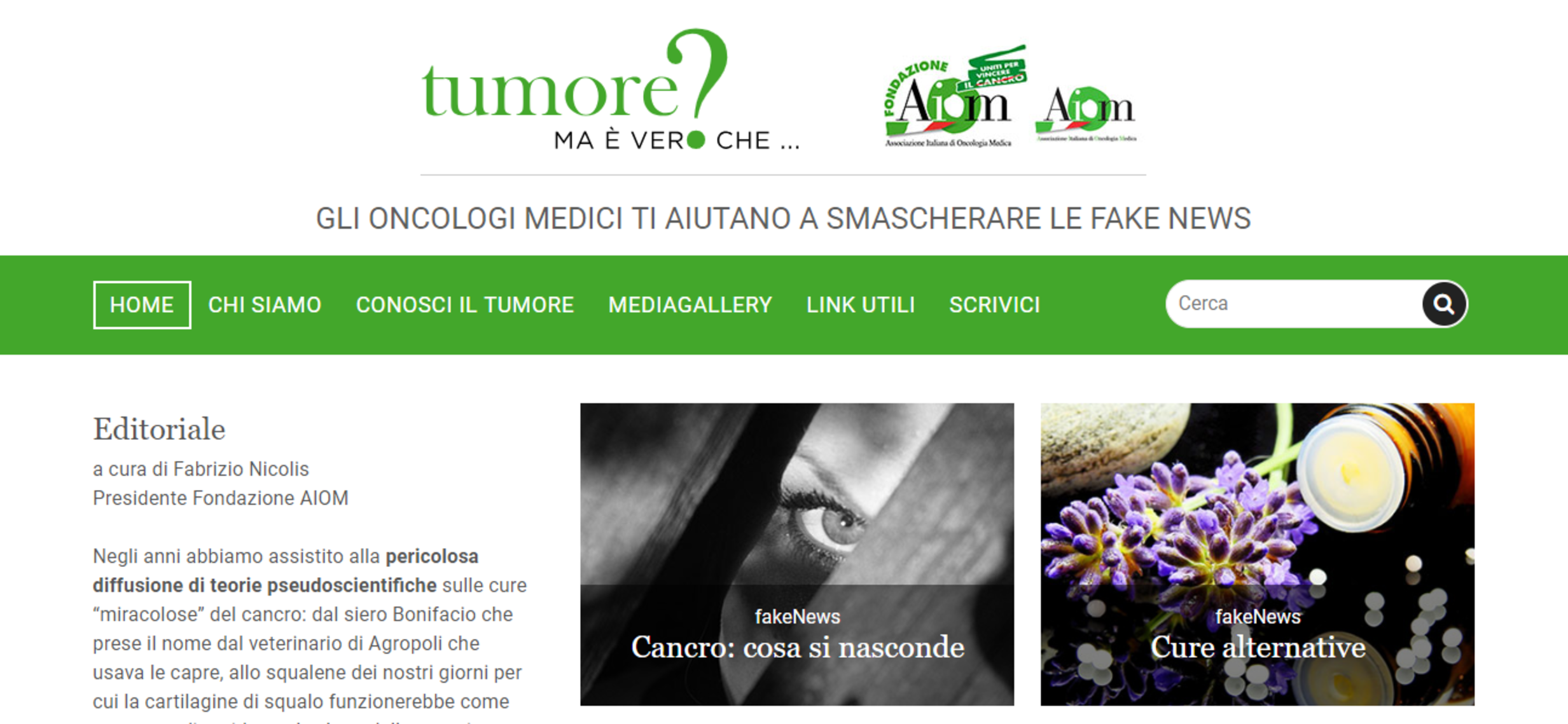 Tumori, crescono le ricerche  sul portale anti fake news degli oncologi
