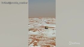 Grandine nel deserto: la distesa dell’Arabia Saudita diventa bianca