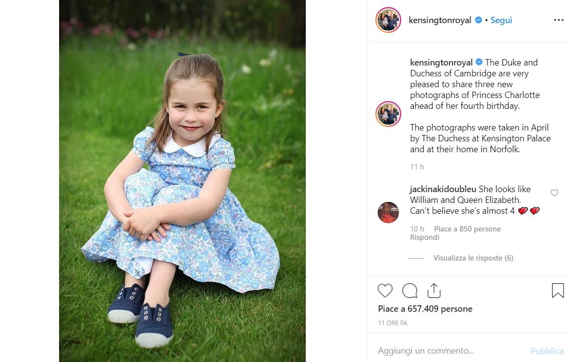 Buon compleanno Charlotte: la principessina compie 4 anni