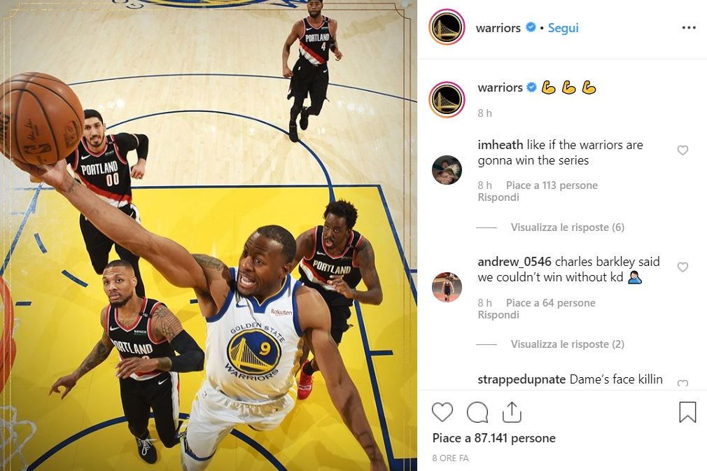 Nba: Golden State batte Portland in gara-1
