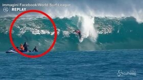 Il surfista è circondato dai delfini: le immagini diventano virali