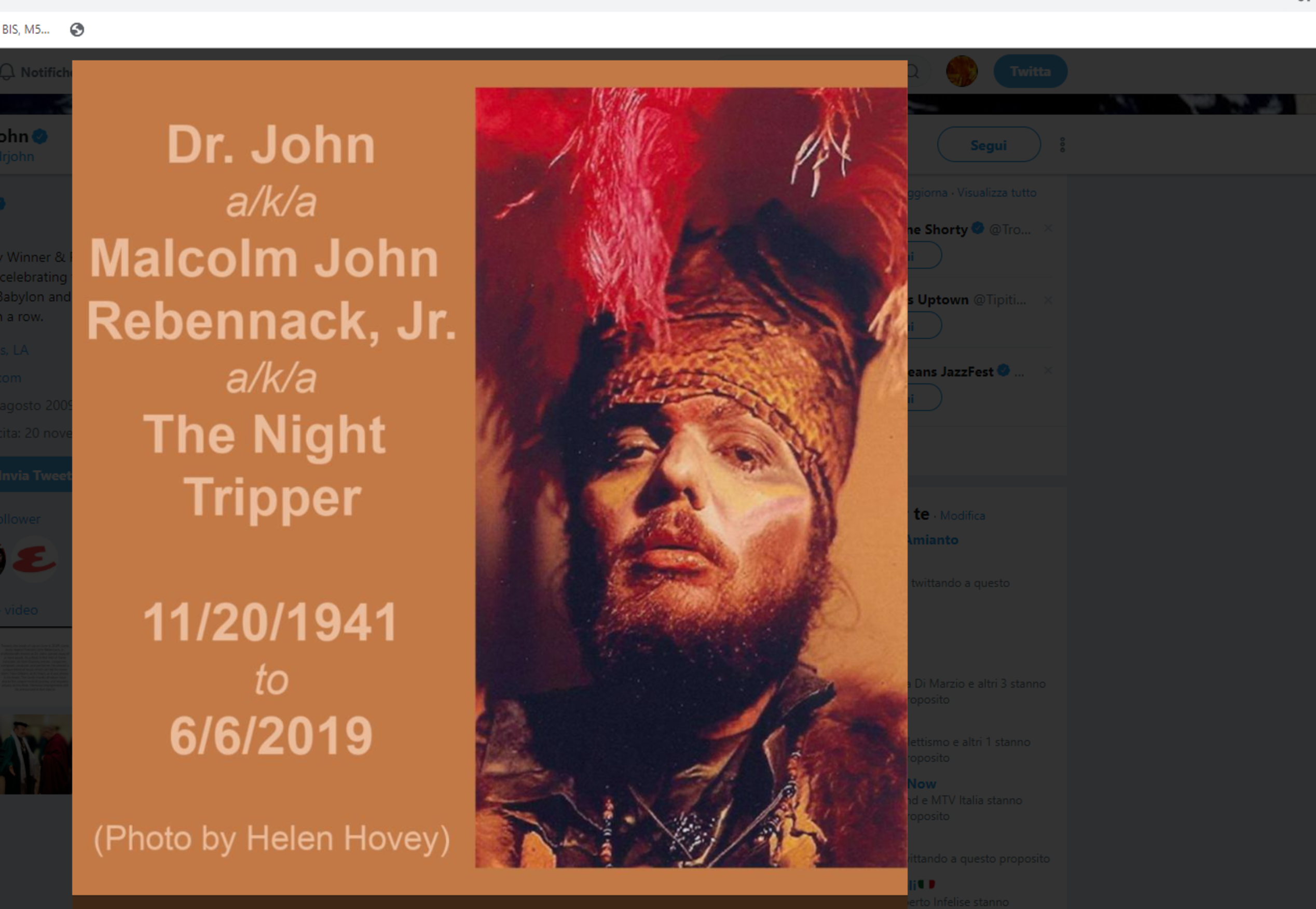 Muore a 77 anni Dr. John, la leggenda del blues di New Orleans