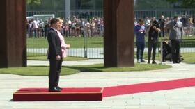 Malore per Merkel: trema durante la visita del capo di Stato ucraino Volodymyr Zelensky