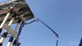 Genova, la prima colata di cemento del nuovo ponte