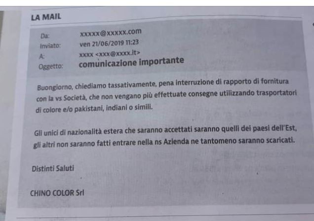 “Basta fattorini di colore”: la richiesta shock di una ditta nel Bresciano