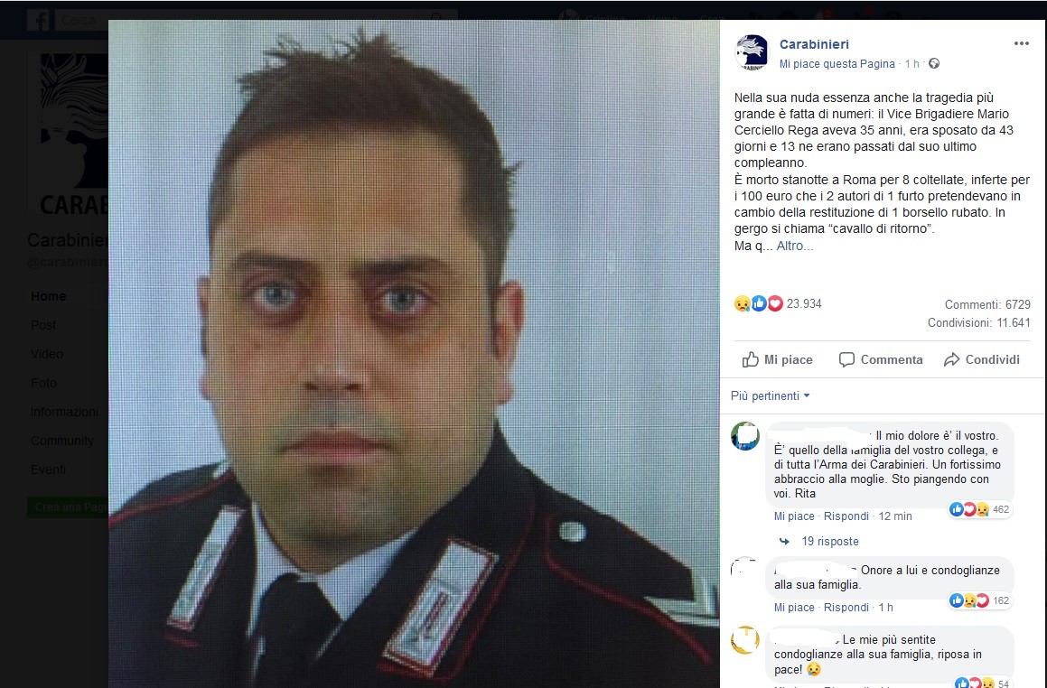 Carabiniere ucciso a Roma, restano in carcere i due americani fermati