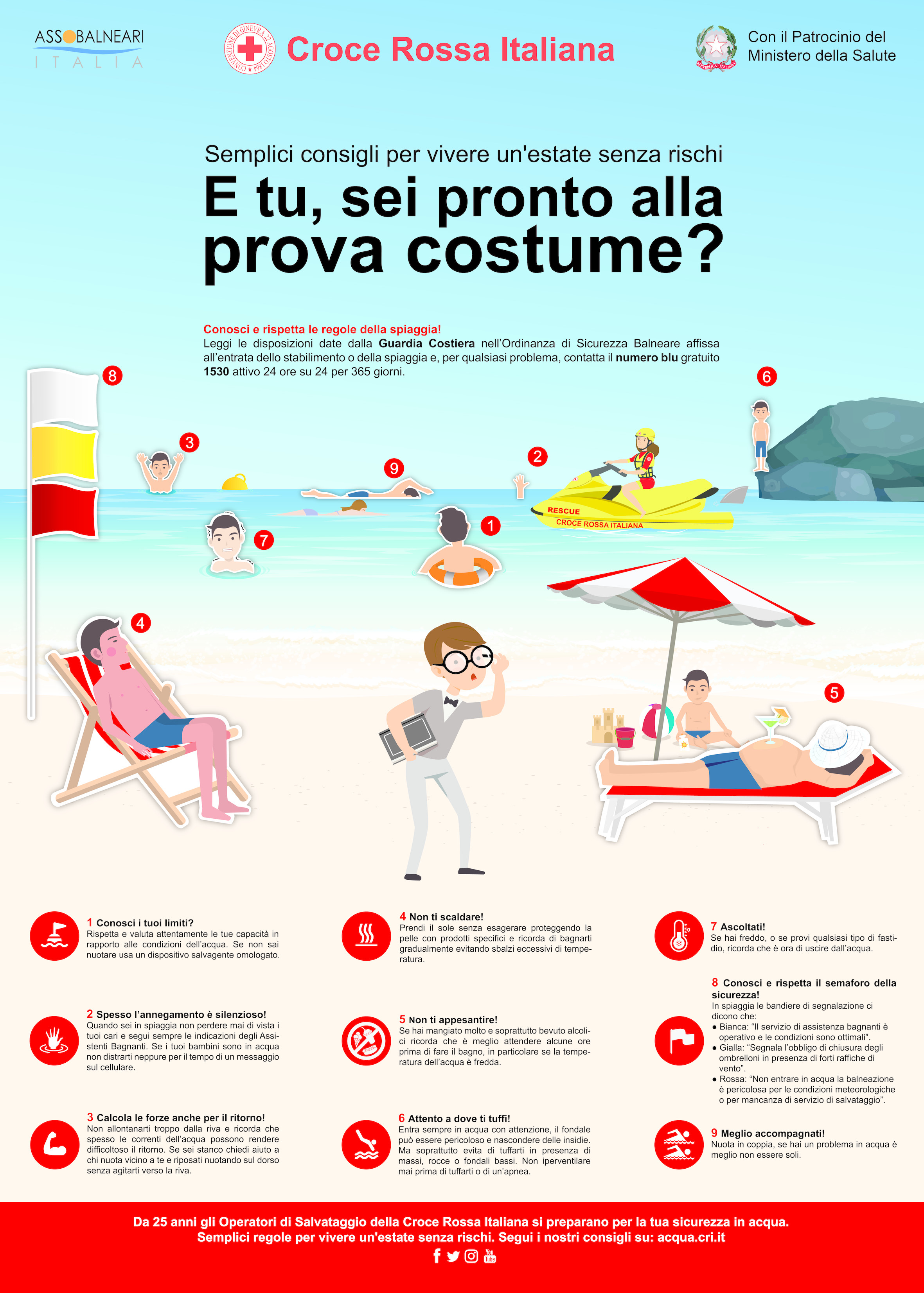 Croce rossa domenica 28 luglio in più di 300 spiagge: “Vacanze senza rischi per salute”