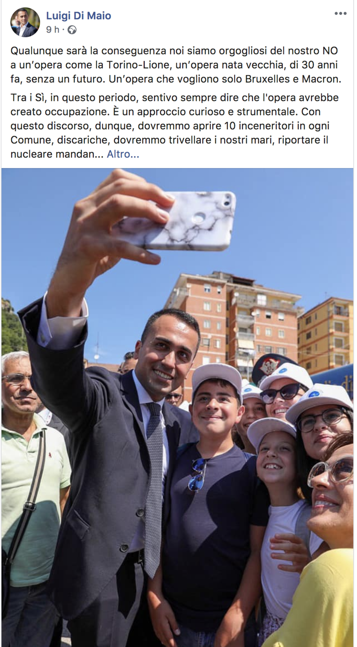 Di Maio: Qualunque sarà conseguenza orgogliosi di no a Tav