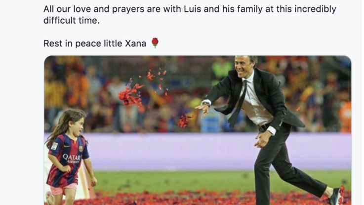 Dramma familiare per Luis Enrique, muore la figlia di 9 anni