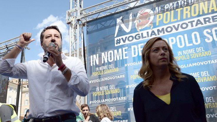 Lega e FdI in piazza contro il governo davanti a Montecitorio