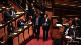 Senato, l’arrivo del leader della Lega Salvini in aula