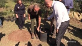 Progetto ‘Ossigeno’ Regione Lazio, Zingaretti pianta il primo albero: “Chiamiamolo Nicola”
