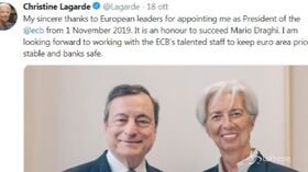 Bce, arriva Christine Lagarde