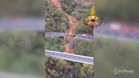 Crolla viadotto su autostrada A6, le immagini dall’alto