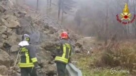 Maltempo, si stacca una frana nel Pavese