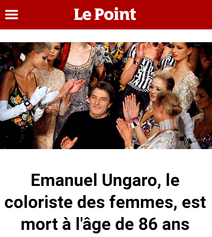Moda, è morto lo stilista Emanuel Ungaro