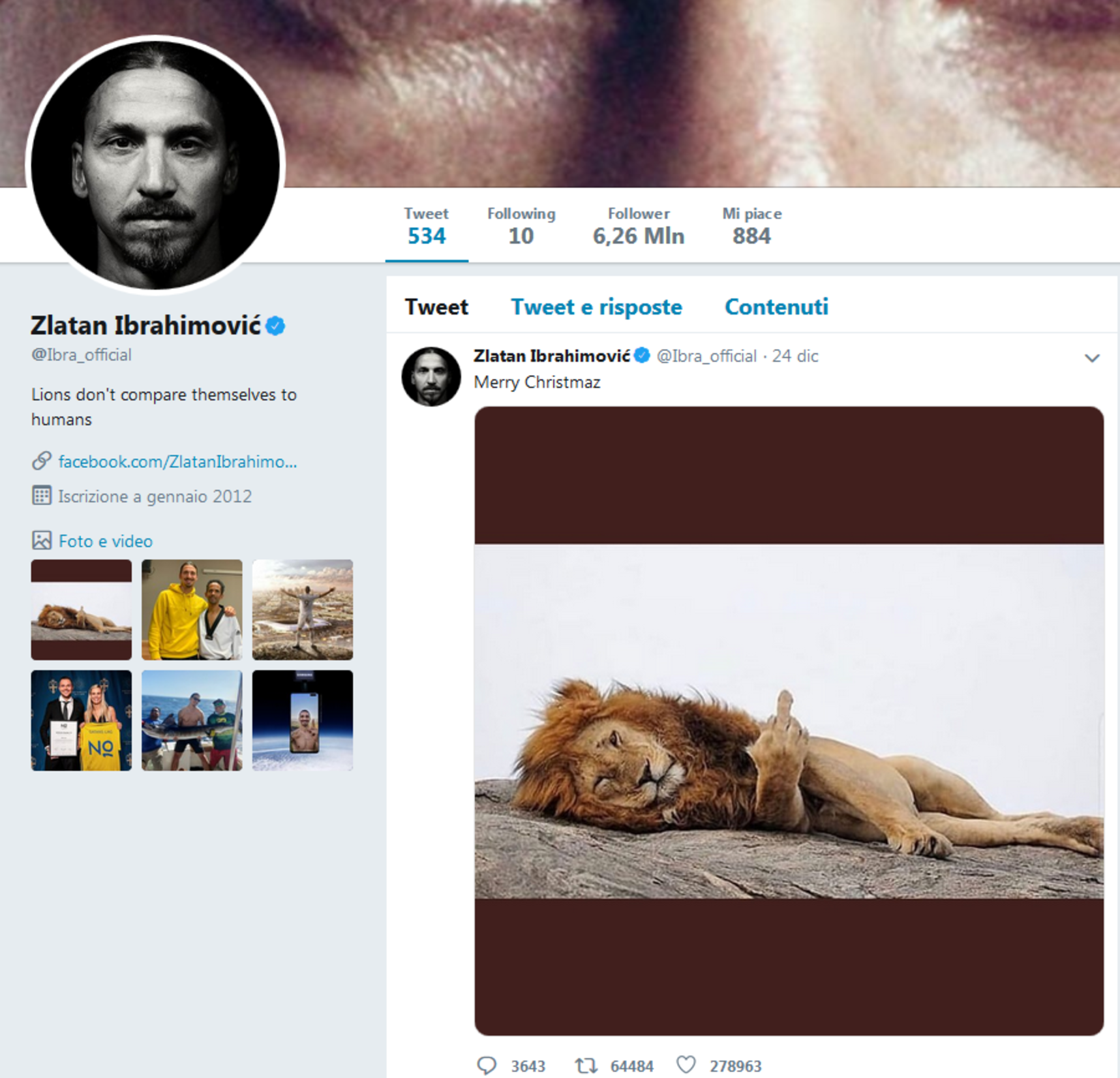 Ibrahimovic, auguri di Natale social… col dito medio