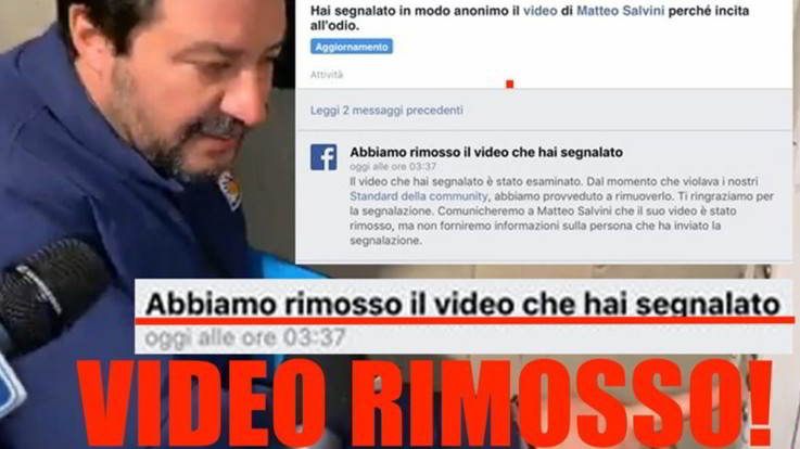 Facebook ha rimosso il video di Matteo Salvini al citofono