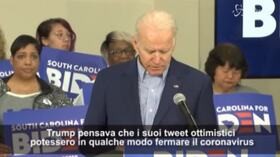 Primarie dem, Biden: “Notizia per Trump, il coronavirus non si fa impressionare dai suoi tweet”