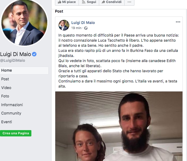 Liberato Luca Tacchetto: l’italiano rapito 15 mesi fa in Burkina Faso