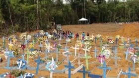 Coronavirus, aumentano i morti in Brasile: la sepoltura dei feretri a Manaus