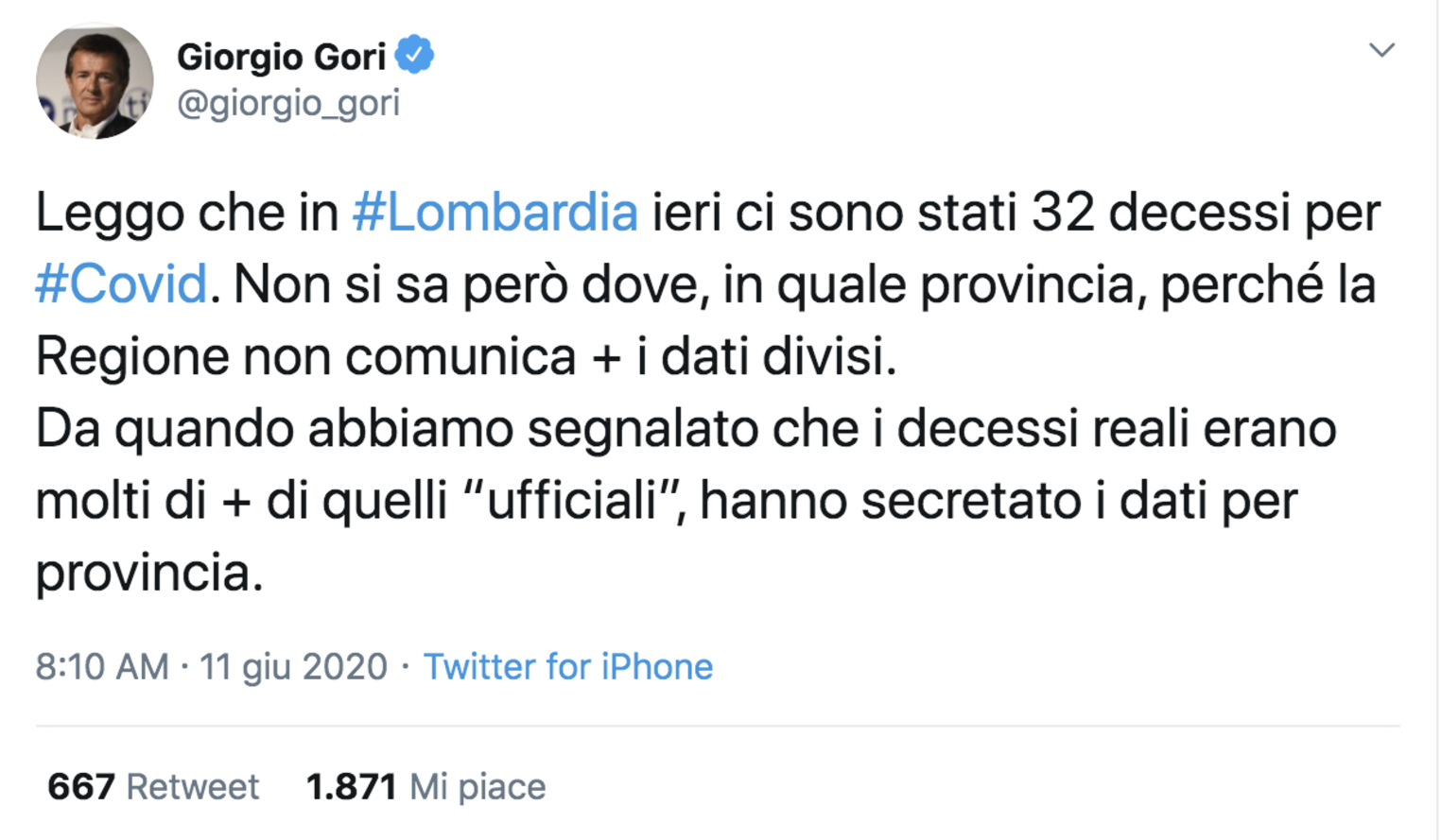 Gori – Regione Lombardia, scambio di accuse: ‘Nascondono i dati’, ‘Il sindaco mente’