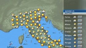 Le previsioni del tempo per giovedì 25 giugno
