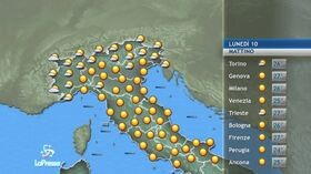 meteo, lunedi’ 10 agosto