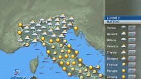 Il tempo previsto per lunedì 7 settembre