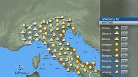 Il tempo previsto per domenica 20 settembre