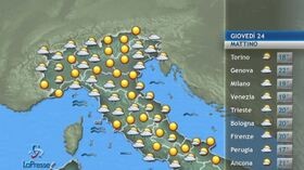Il tempo previsto per giovedì 24 settembre