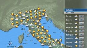 Il tempo previsto per giovedì 1 ottobre