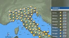 Il tempo previsto per venerdì 9 ottobre