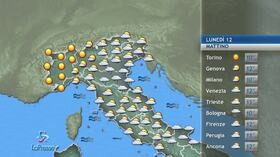 meteo, lunedi 12 ottobre