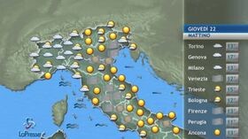 Il tempo previsto per giovedì 22 ottobre