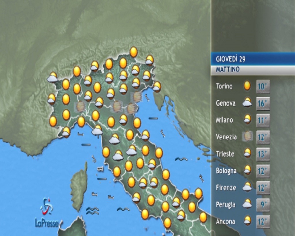 Meteo, le previsioni di giovedì 29 ottobre